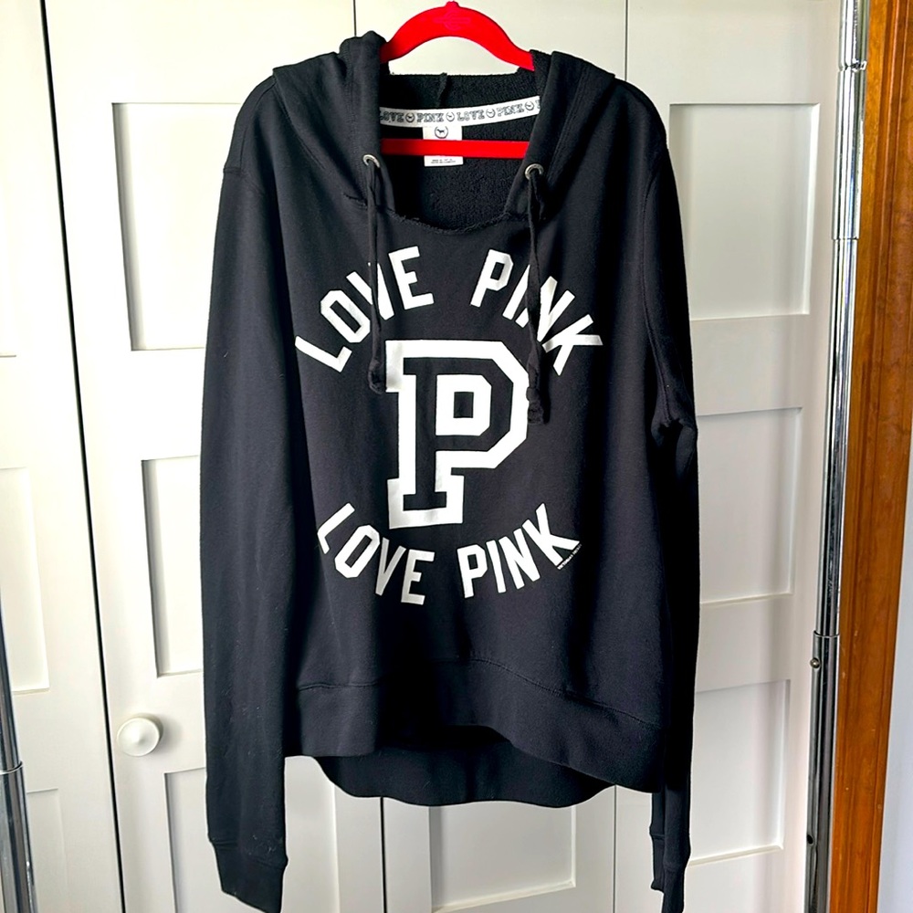 Small PINK hooded sweatshirt black